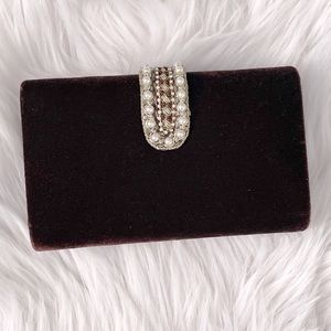 NWOT Velvet Chocolate Box Clutch w/embroidery